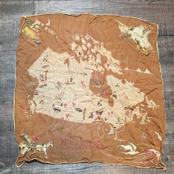 Accessories - Vintage Map Print Scarf of Canada